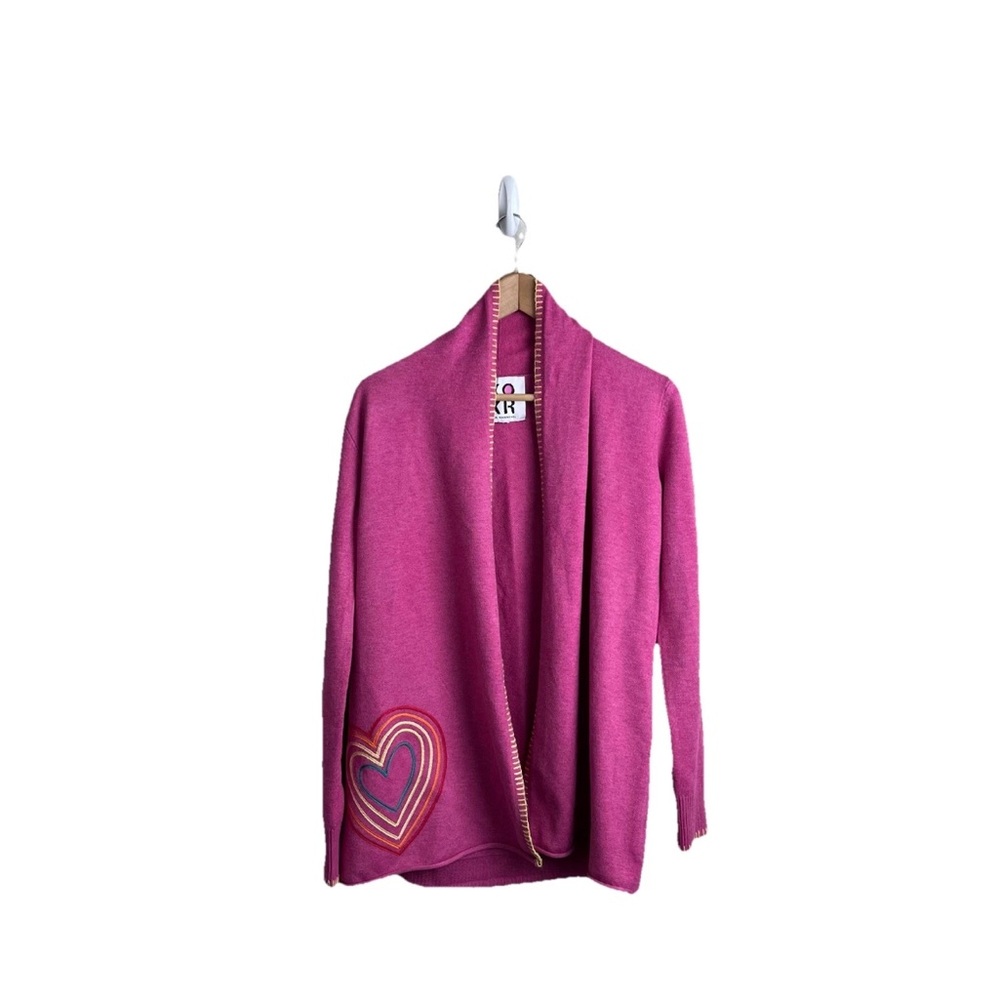 Kerri Rosenthal XOKR Cardigan Sweater Rainbow Heart Connection Anthropologie